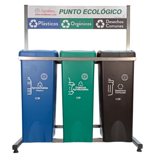 Basureros Ecológicos Estación Reciclaje de 3 servicios en Acero