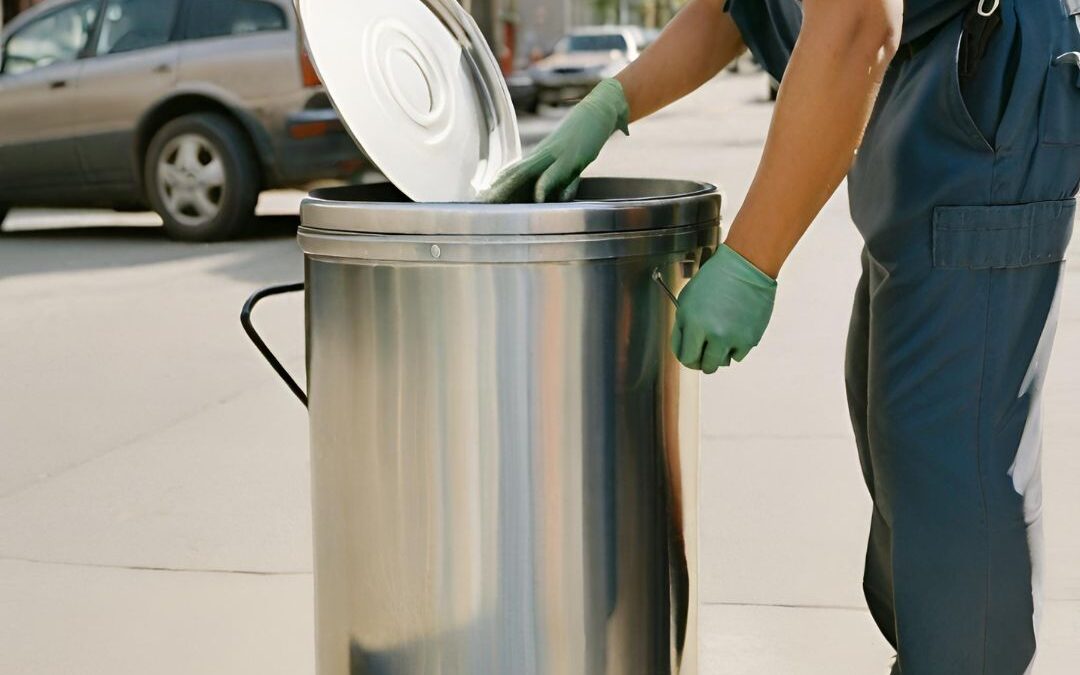 Higiene y limpieza en tachos de basura metálicos