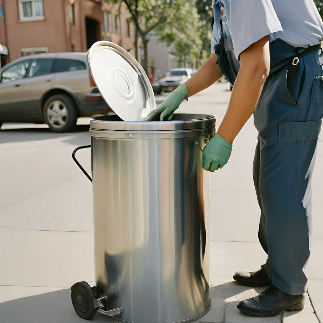 Higiene y limpieza en tachos de basura metálicos