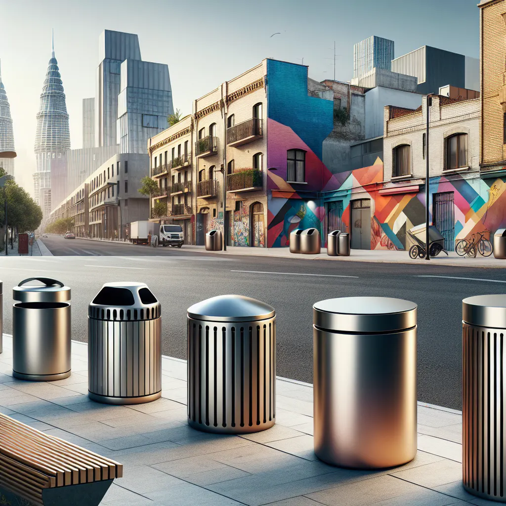 Integración estética de basureros metálicos en entornos urbanos
