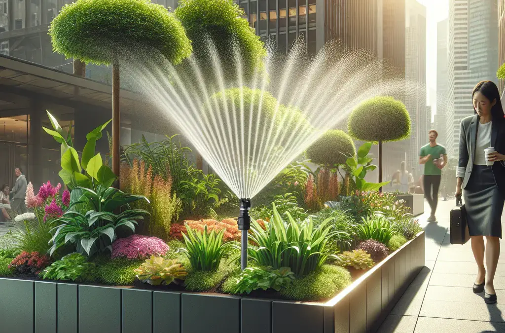 Jardineras con sistemas de riego en entornos urbanos