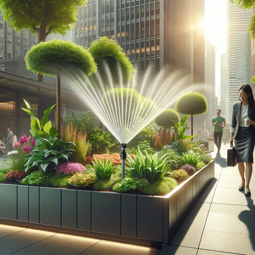 Jardineras con sistemas de riego en entornos urbanos