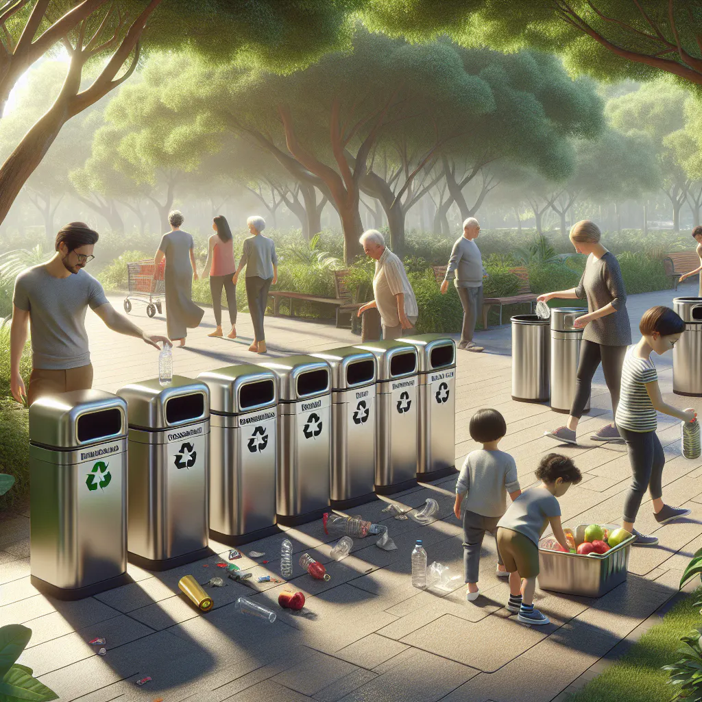Respeto al medio ambiente con tachos de basura metálicos