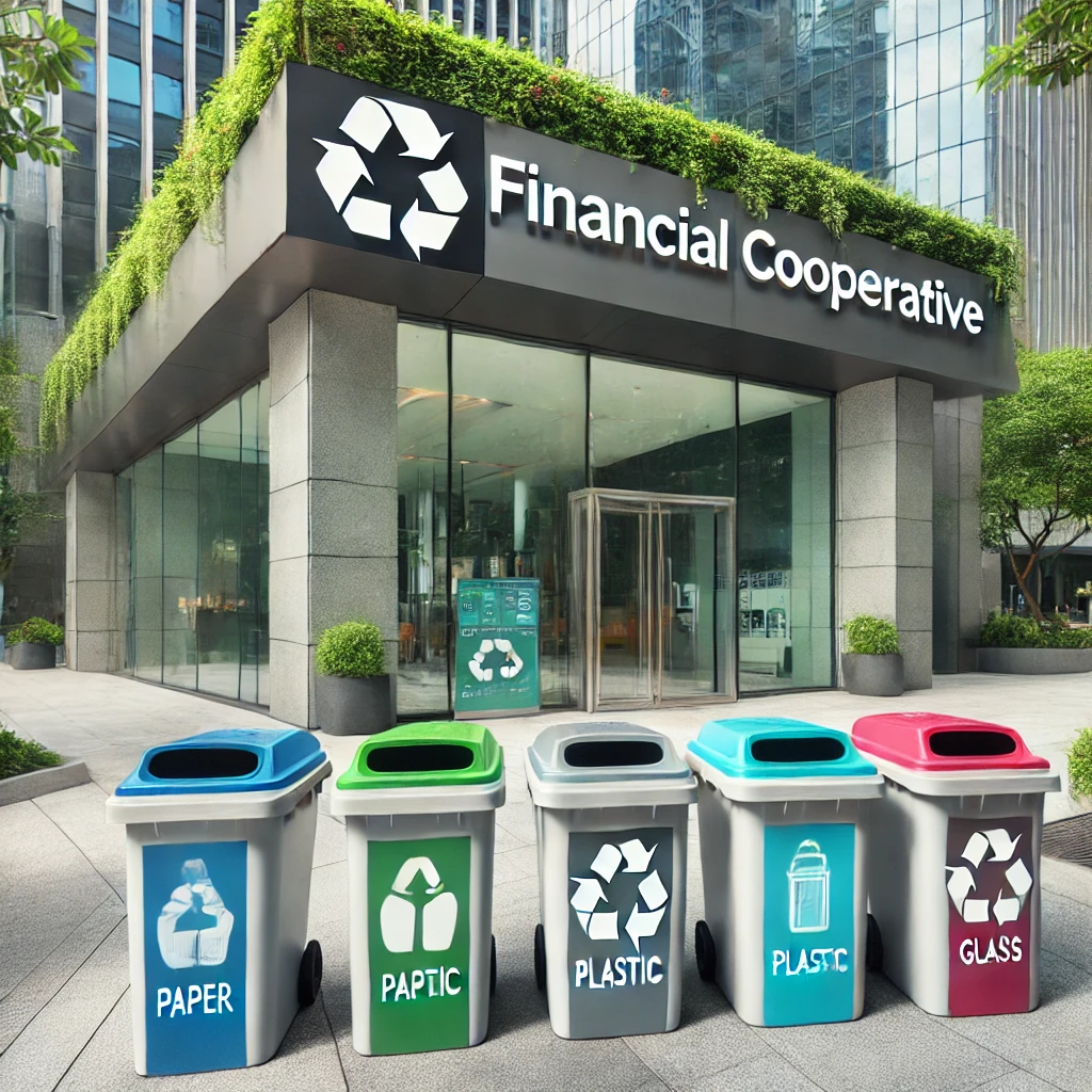Contenedores de reciclaje en cooperativas financieras