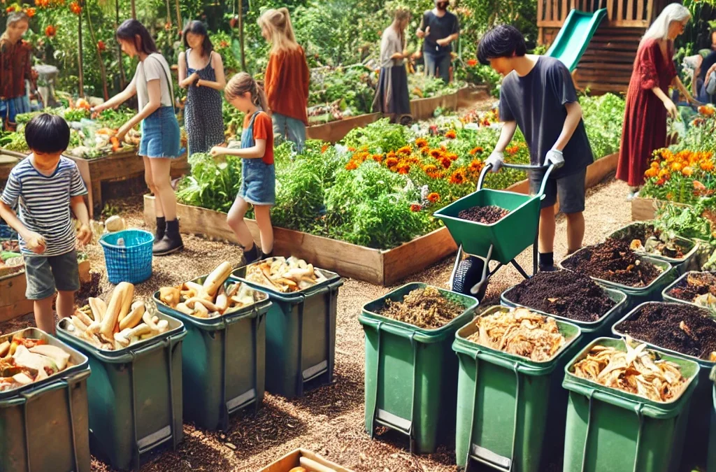 Compostaje de residuos orgánicos en jardines comunitarios